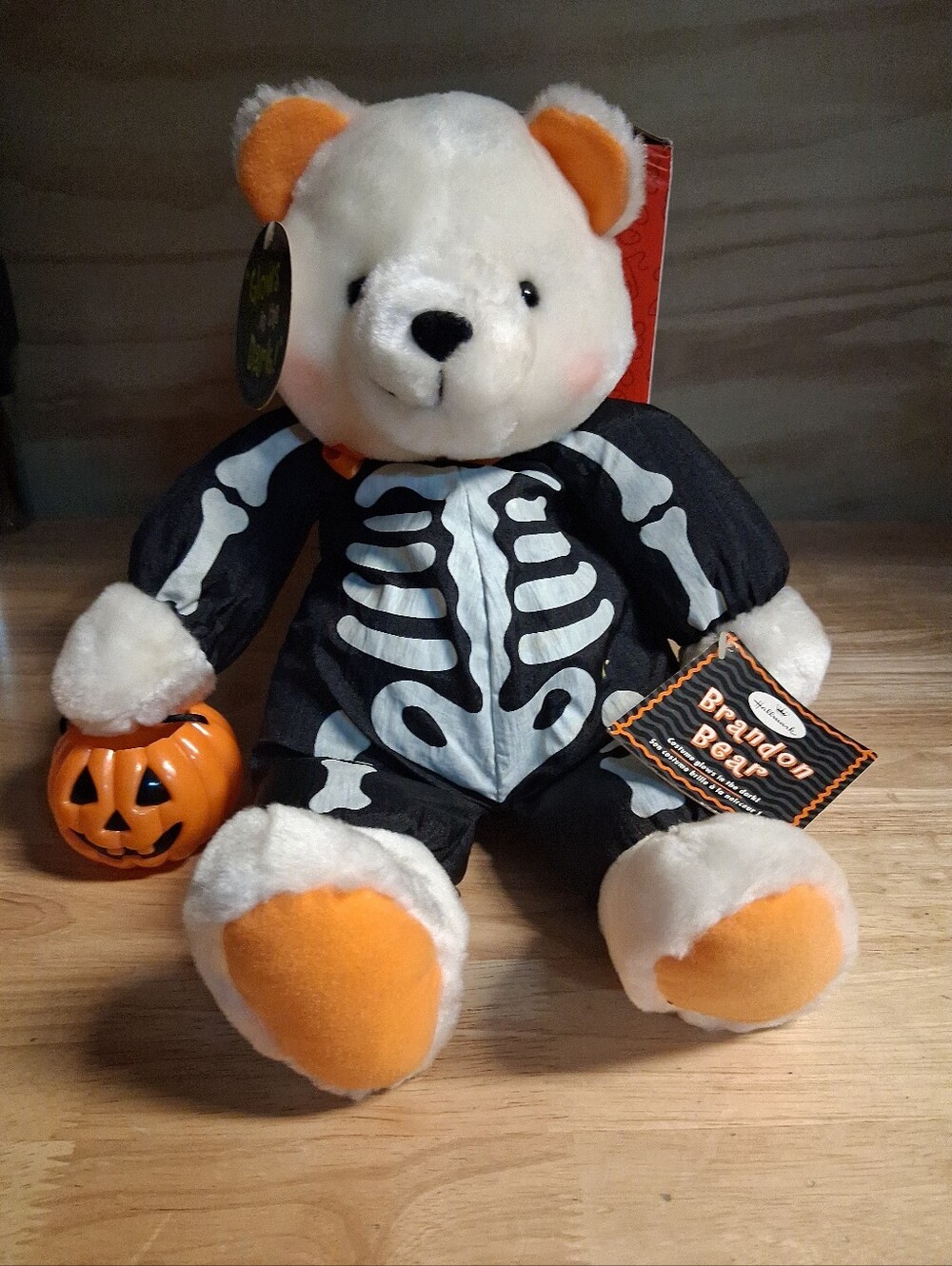 New Hallmark Glow In The Dark Halloween Skeleton Plush Teddy Bear
